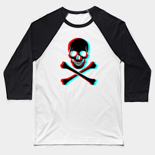 Retro 3D Glasses Style - Jolly Roger Baseball T-Shirt